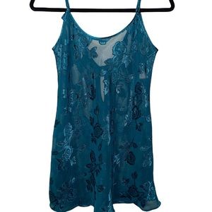 Angelique Blue/ Dark Teal Sheer Floral Lace Lingerie Nighty